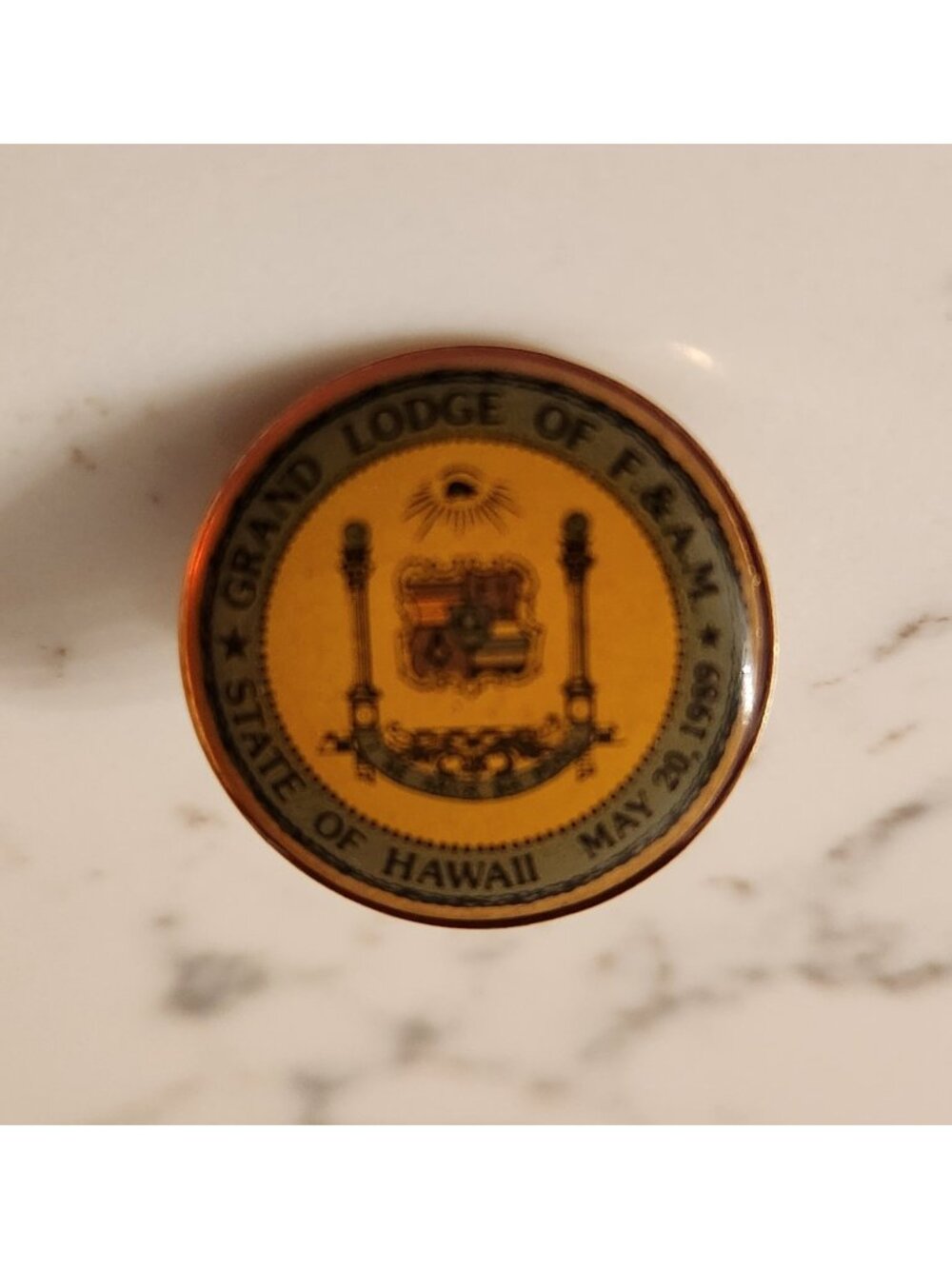 State Of Hawaii Masonic Grand Lodge Of F. & A.M. Rare Lapel Pin Vintage